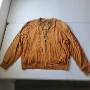 Vintage Loewe Jacket Mens 54 Brown Suede Bomber Full Zip Made In Spain 90s 922